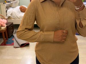 Sparkly Gold Button-Up Shirt
