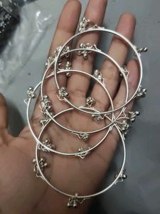 Silver Toned Bangles with Bells