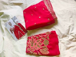Elegant Rani pink Sequined Saree