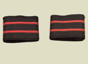 Black &amp; Red Striped Wristbands (Pair)