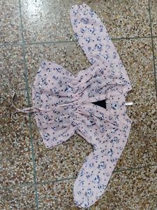 Chic Floral Print Ruched Top
