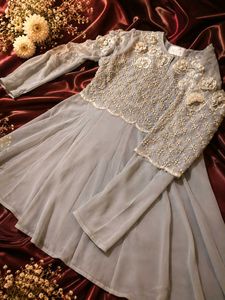 partywear peplum with plazzo and duppata set