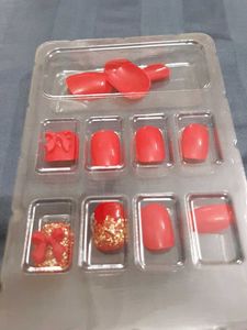 Red Decorative False Nails
