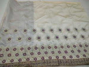 Purple cream Saree with Gold Embroidery