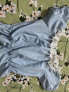 Blue Lace Detail Top