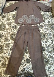 Elegant Brown Kurta and Pants Set