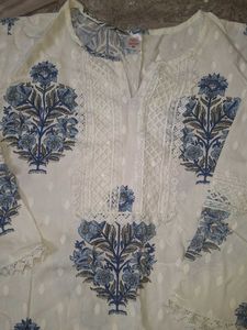Blue Floral Print Kurta Set