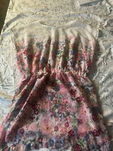 Floral Print Sheer Overlay Dress