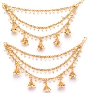 Exquisite Layered Jhumka Ear Cuffs with Pearls