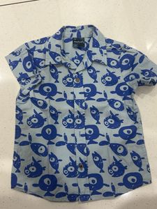 Cute Blue Fish Print Shirt