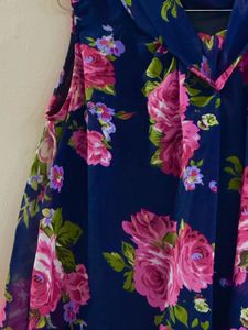 Navy Floral Sleeveless Top