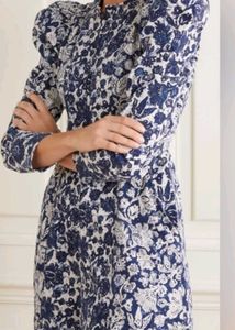 Boho Floral Print Puff Sleeve Midi Dress