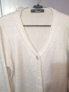 Montrex Cream Colour Cardigan Sweater For Women