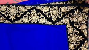 Royal Blue Saree with Gold Embroidery