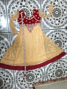 Elegant Beige and Maroon Anarkali Kurta