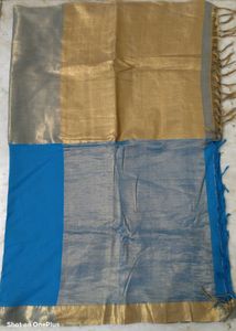 Elegant Blue &amp; Golden Saree