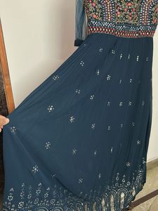 Embellished Teal Anarkali Dress gown