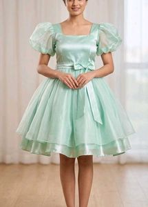 Puff Sleeve Tulle Dress with 3 scrunchies and one