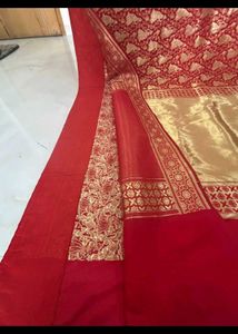 Elegant Red &amp; Gold Banarasi Silk Saree