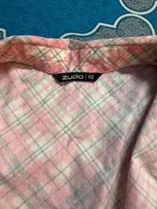 Pink Plaid Sleeveless Crop Top
