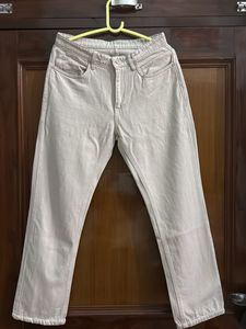 Cream Straight Leg Jeans