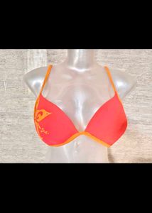Red Bikini Top with Floral Detail