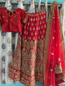 Red Embroidered Lehenga Choli Set