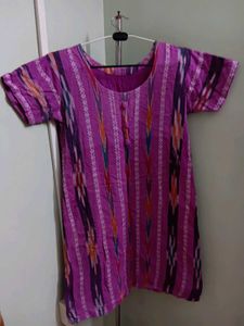 Purple Patterned Kurti With Pajama And Dupatta
