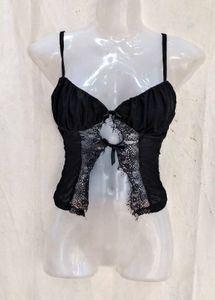 Sheer Lace Bow Detail Cami Top