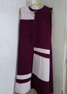 Stylish Maroon &amp; White Dress