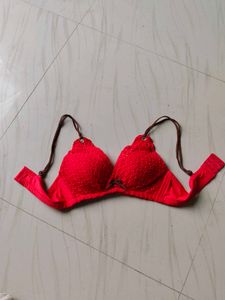 Bright Red Lace Bra