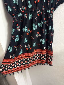 Black Floral Print Top
