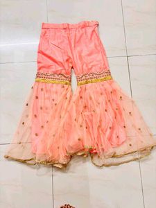 Designer Peach sharara dress