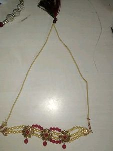 Red Beige White Perl Necklace