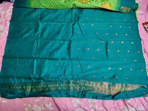 Emerald Green Semi Silk Saree