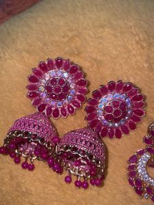 Stunning Pink Stone Jewellery Set