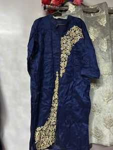 Embellished Blue Kurta and bell bottom palazzo