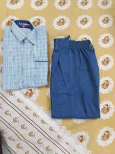 Checkered Shirt & Blue Trousers Set