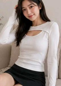 Criss-Cross Cut-Out Ribbed Knit Top