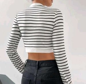Striped Long Sleeve Crop Top