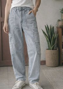 ZudioGray Wide-Leg Cargo Pants