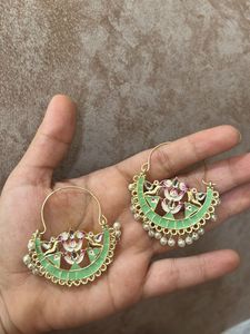 Beautiful Green Enamel Earrings