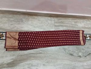 Elegant Maroon Saree with Gold Border