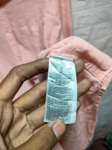 Old Navy Men's Peach Button-Up Shirt