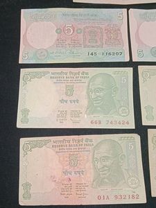 Old Indian Currency -5rs Notes (Set Of 7)