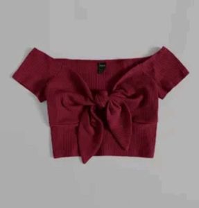 Chic Off-Shoulder Bow Crop Top