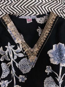 Black Floral Kurti Top