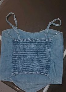 Sparkly Butterfly Denim Crop Top