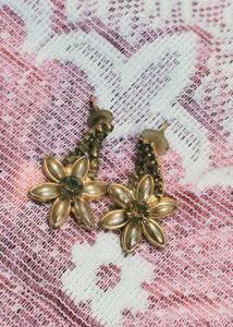 Gold Flower Dangle Earrings