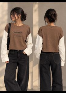 Chic Contrast Sleeve Cropped hoddie